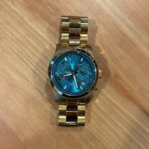 Michael Kors Gold Watch with Blue Dial
